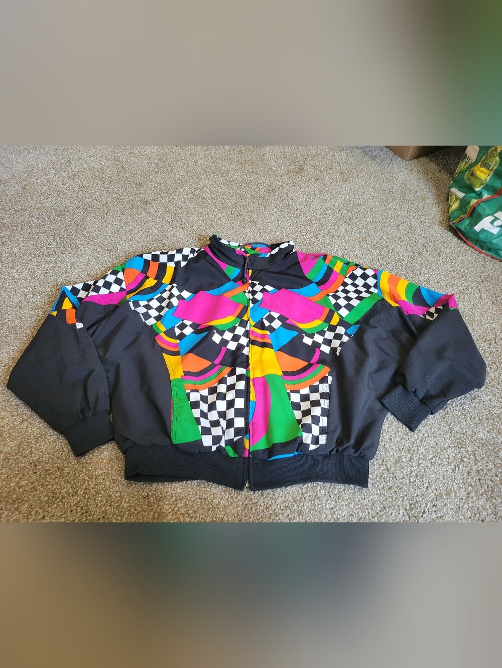 Vintage Tail Mens Multi Color Neon Abstract Long Sleeve Winter breaker Jacket